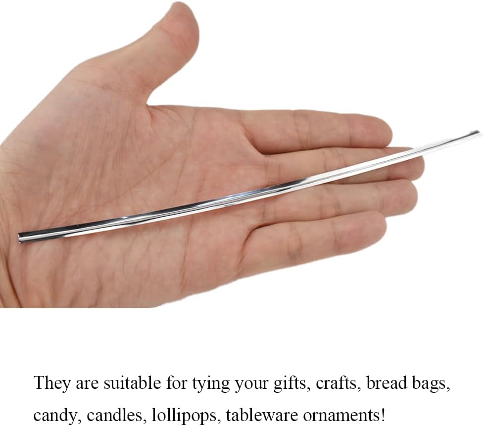 HAHIYO 300Pcs 8inches Silver Metal Twist Ties Bread Candy Coffee Bag Ties Plant Garden Twist Ties for Cellophane Treat Bags Gift Wraping Bags Plastic Bags Halloween Party Cake Present Art Crafts