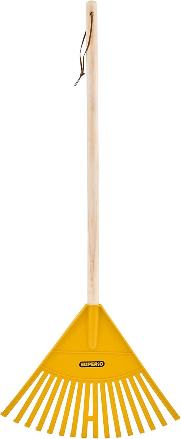 Superio Kids Garden Rakes, 2 Pack, Rakes with Wooden Handle, Plastic Head, 34" (Yellow)