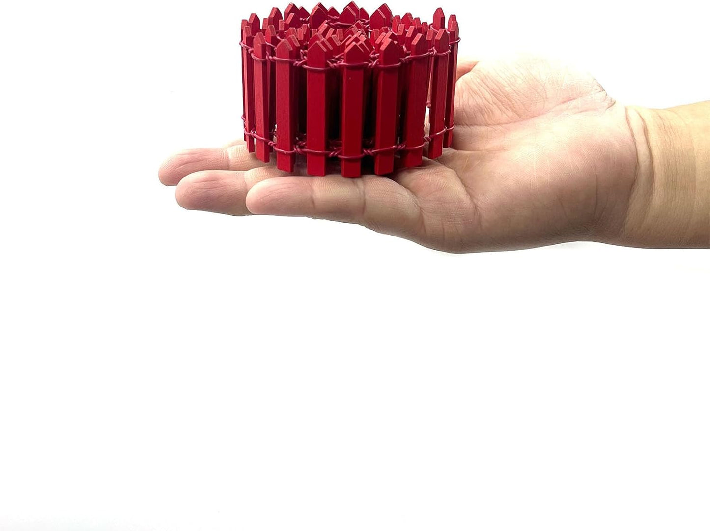 35 Inches Mini Fairy Garden Fence DIY Christmas Small Wood Decorative Picket Fence Micro Landscape Miniature Ornaments for Dollhouse, Crafts, Diorama Project, Plant Pot, Red