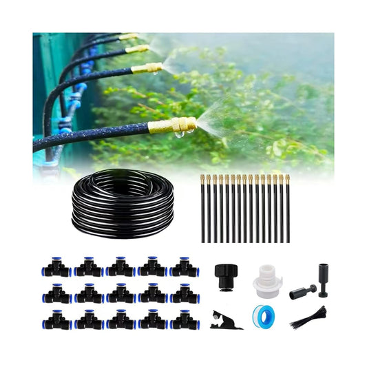 New drip Irrigation kit, Automatic Garden Watering System, Quick Connector and 360-degree Bending Dropper atomizing Copper Nozzle, Garden Plant Lawn Courtyard Watering System. (15 Spray nozzles)