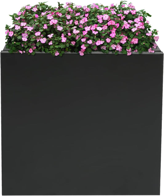 16" L x16 W x16 H Metal Flower Boxes Planter Boxes Outdoor Raised Garden Bed Indoor Outdoor Planting Bed Black Square Planter Box for Patios Lawn Yard Decor Storage