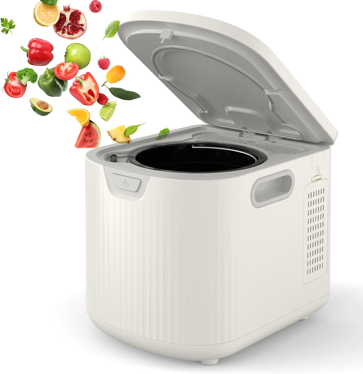 2.5L Electric Kitchen Composter Smart Odorless Compost Bin Auto-Cleaning Countertop Food Waste Composting Machine -Fast 4-6H Food Waste to Fertilizer Conversion for Outdoor Use (White