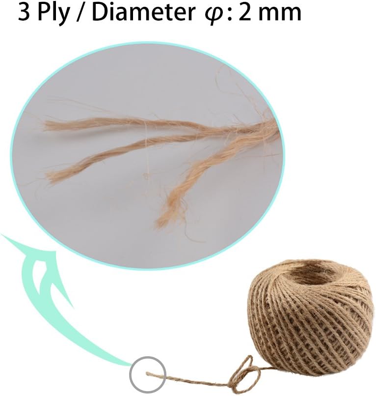 328 Feet Natural Jute Twine 3 Ply Gift Wrapping String DIY Rope Garden Twine Cord for Arts Crafts and Gardening Applications