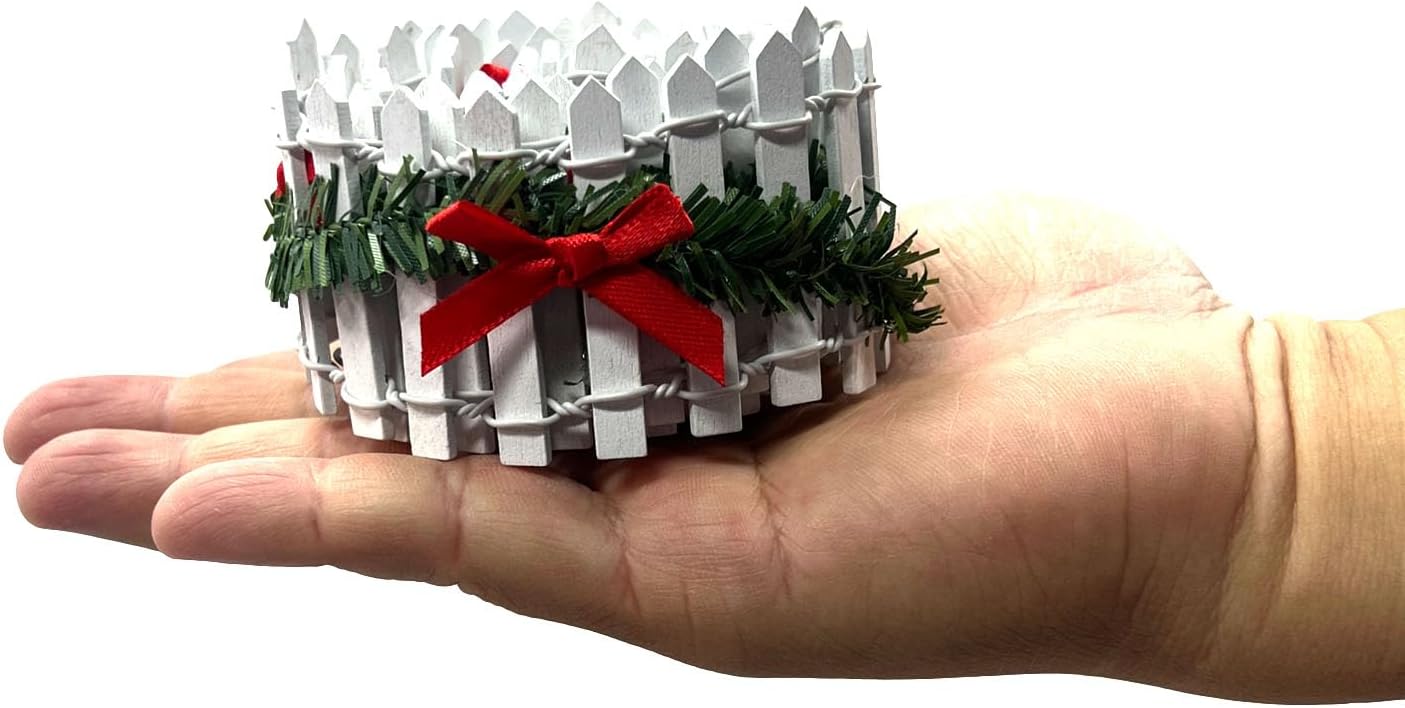 35 Inches Mini Fairy Garden Fence DIY Christmas Small Wood Decorative Picket Fence Micro Landscape Miniature Ornaments for Dollhouse, Crafts, Diorama Project, Plant Pot, White