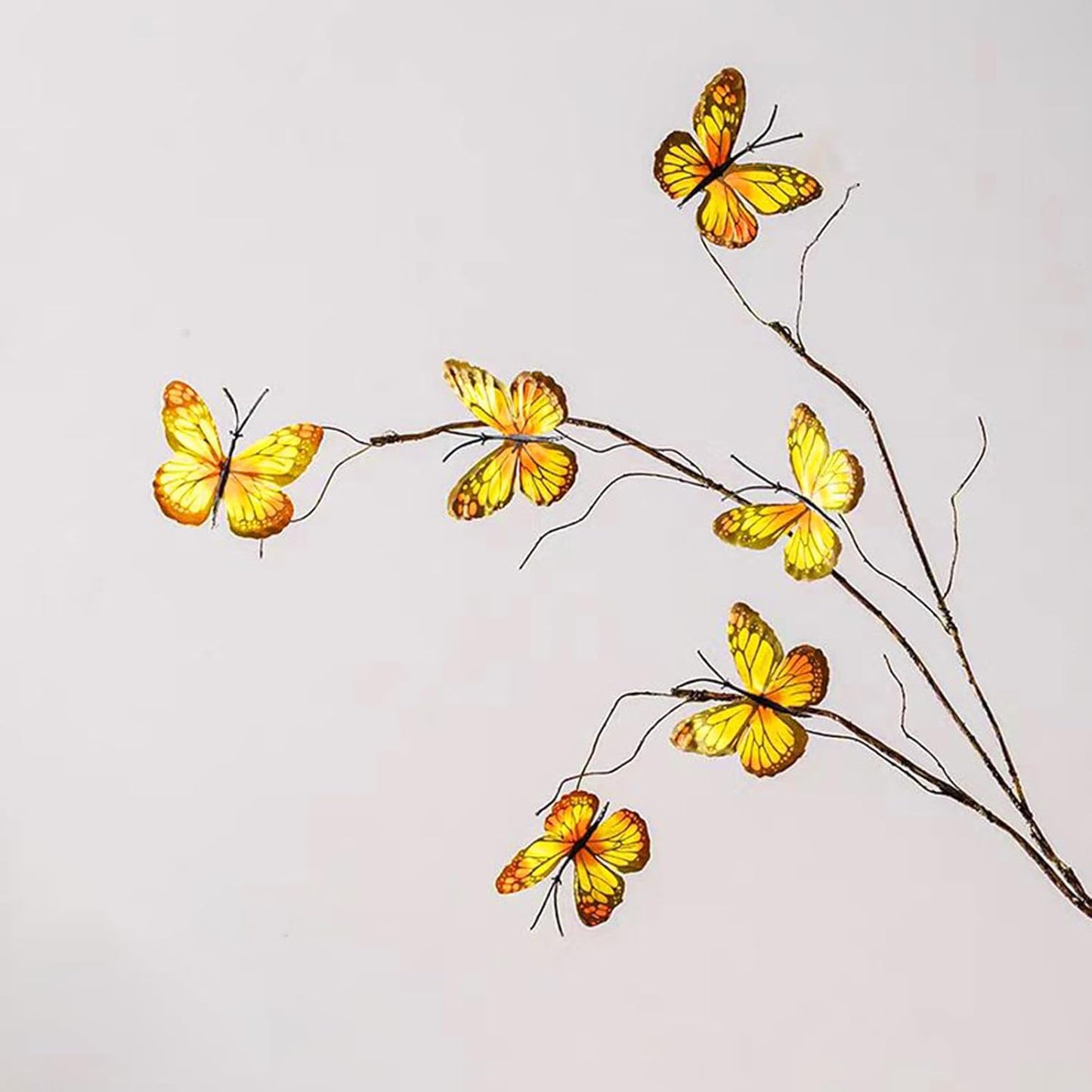 Artificial Butterfly Branche,Simulation Branch Stems with Fake Butterfly Floral Arrangement for Vase Filling Home Office Party Decoration (Yellow)