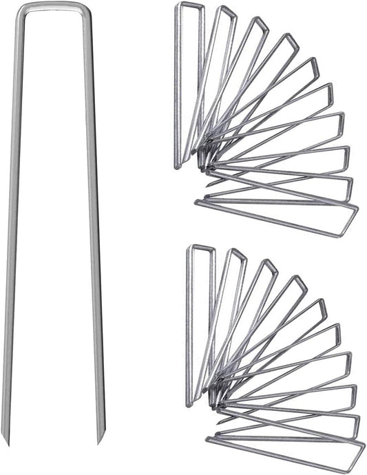 6 Inch Galvanized Garden Landscape Staples Stakes 25 50 100 PCS Anti-Rust Garden Staples U-Shaped Landscape Pins for Secure Lawn Fabric (50, 6 Inch)