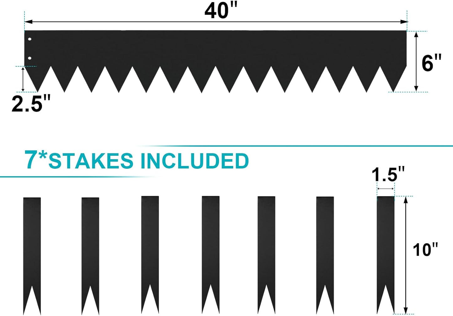 6 Inch Metal Landscape Edging, 6 Pack Heavy Duty Galvanized Steel Garden Edging,Steel Landscape Edging with 7 Clips for Lawn, Pathway, Yard