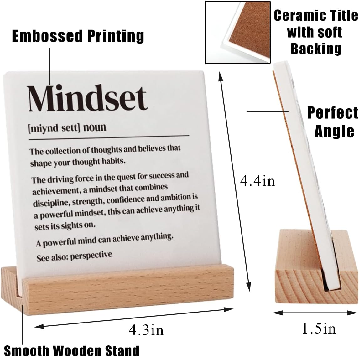 Inspirational Mindset Gifts for Coworker Friends, Motivational Mindset Gifts for Coworkers Colleague Team Student Friends, Self-improvement Reminder Positive Mindset Quotes Decor Ceramic Plaques