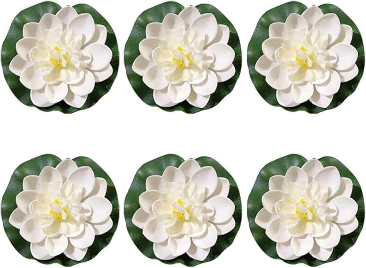 6 Pcs White Artificial Lotus Flowers Large Floating Lotus Faux Water Lily Flowers Fish Pond Artificial Plants with Artificial Lily Pads, Artificial Plants, Lotus Flower, Decorations