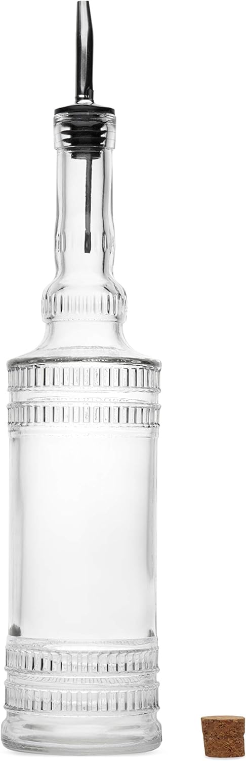 Large Clear Decorative Glass Bottle with Spout and Cork, 32oz, 1 Bottle - Design: EPLI (3in X 11.9in)