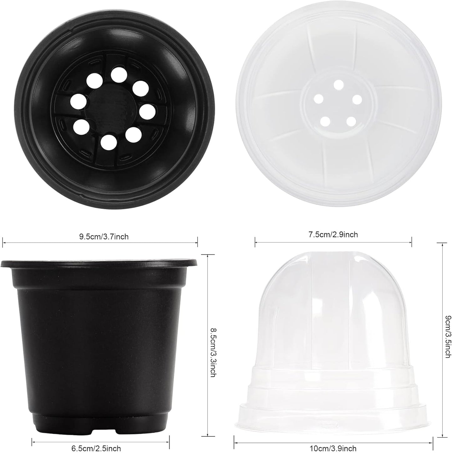 MIXC Plant Nursery Pots with Humidity Dome 4" Soft Transparent Plastic Gardening Pot Planting Containers Cups Planter Small Starter Seed Starting Trays for Seedling with 10pcs Plant Labels，30 Sets…