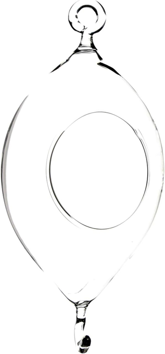 WGV Hanging Terrarium, Width 3.5", Height 7", Oblong, Double Hook, DIY Air Succulent Planter, Clear Glass Vase Orb, Candle Holder for Windowsill Outdoor Garden Decor, 1 Piece