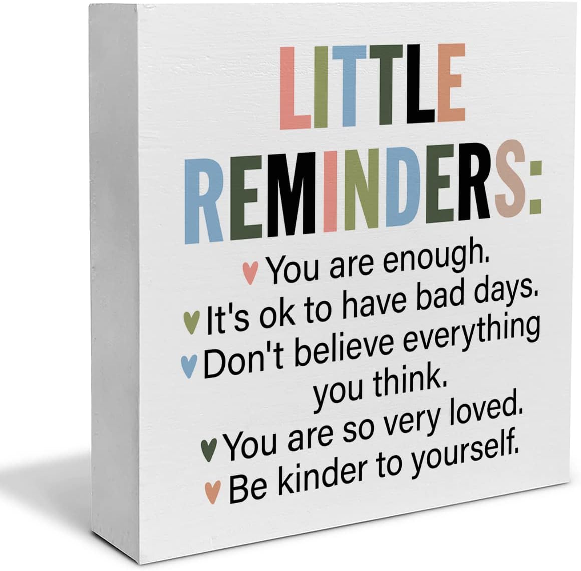 Inspiration Saying Wooden Box Sign Little Reminders You are Enough Wood Block Plaque Decor Home Office Desk Shelf or Wall Display