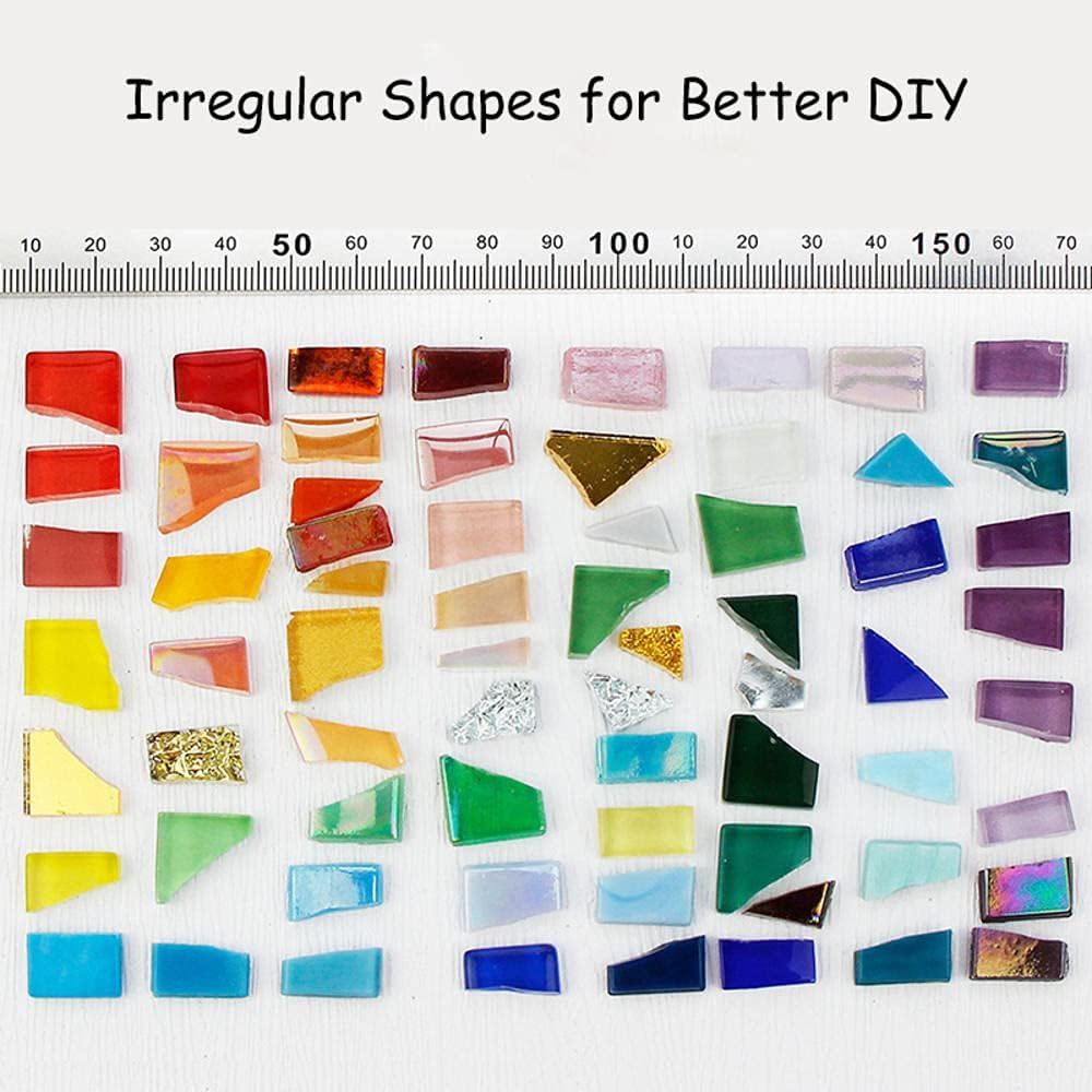 1.1lb Irregular Crystal Mosaic Tiles,Small Mosaic Tile DIY Hobbies Children Handmade Crystal Craft for Crafts Bulk DIY Picture Frames Handmade Jewelry Coaster (White Series)