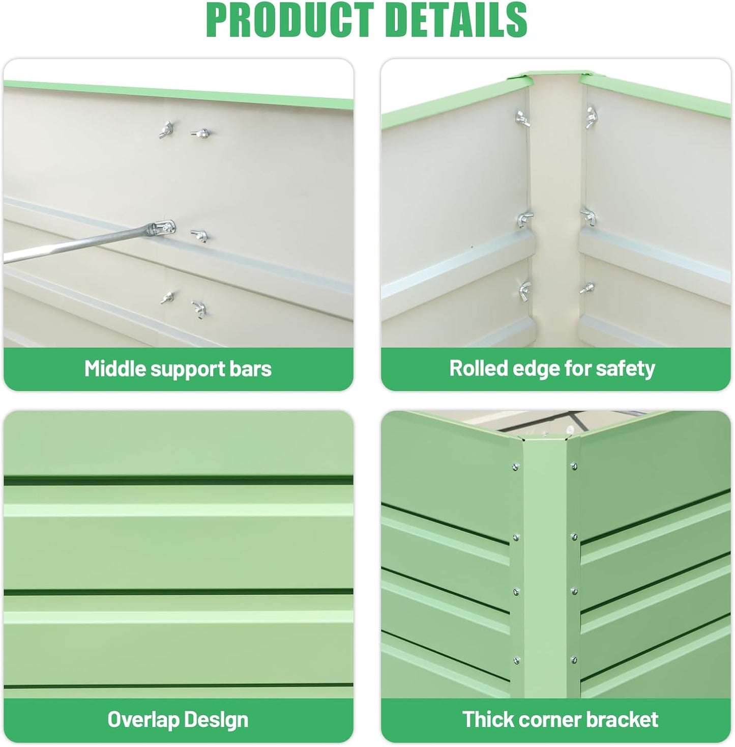 SnugNiture 2 Pcs 4x2x2FT Raised Garden Bed Galvanized Planter Garden Boxes Outdoor, Deep Root Planter Raised Bed for Vegetables Flowers Herbs,Green