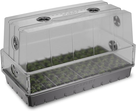 AC Infinity Large Humidity Dome, Heavy-Duty Germination Kit with 3 mm Thick Clear Dome, Sturdy Drip Tray, 6x12 Cell Seedling Tray, and Vented Height Extension Panels, for Seed Starting, Cloning Plants