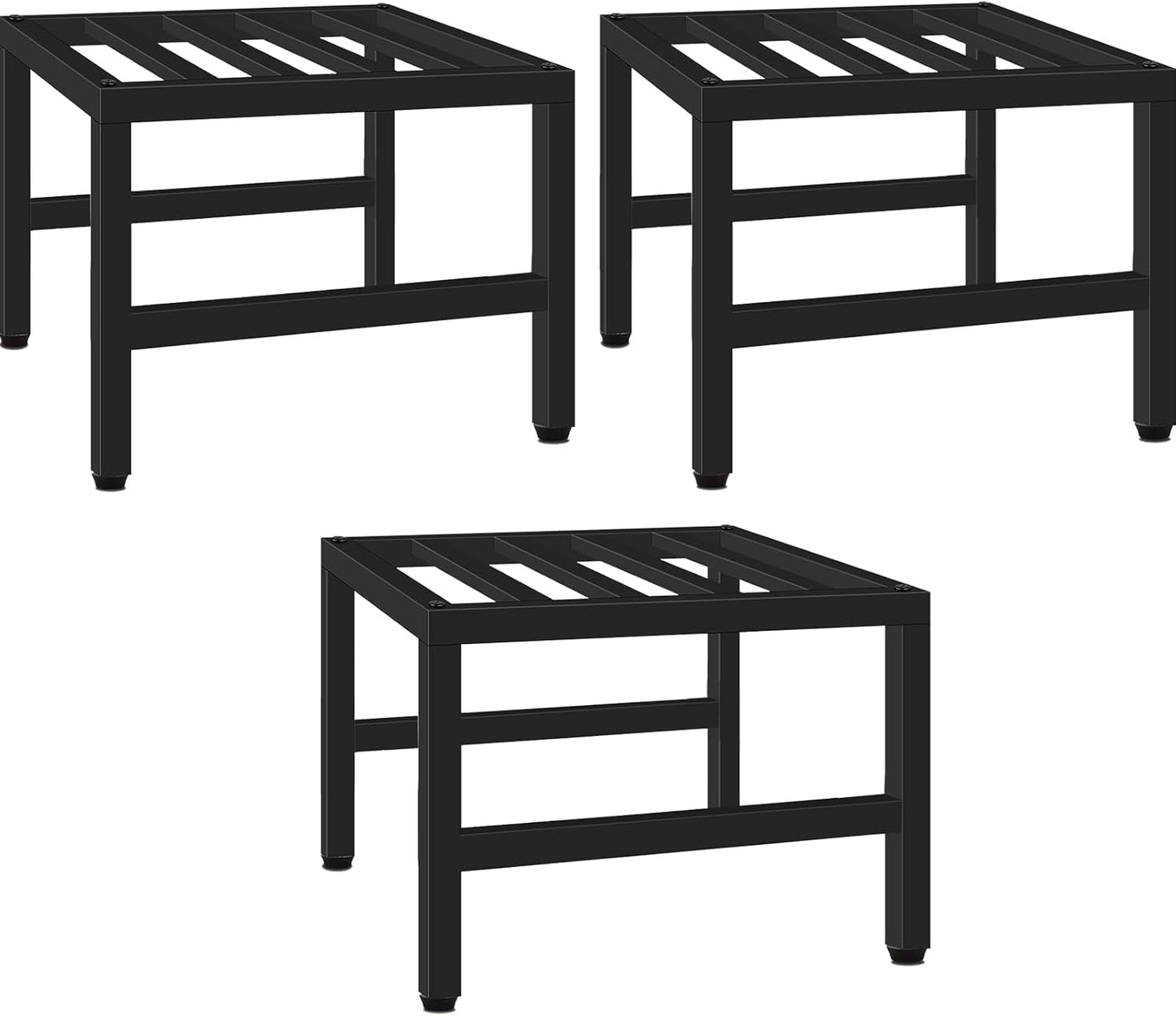 Plant Stand Indoor Outdoor, Heavy Duty Wrought Iron Pedestal Stands Metal Plant Stand for Indoor Outdoor, Sturdy Low Flower Stand Display Planter Shelf, 3pcs, Black