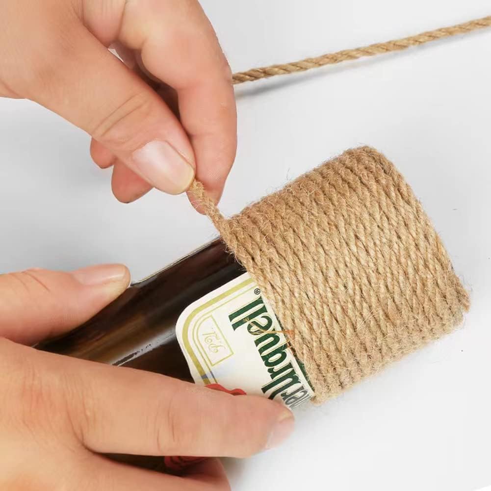 ARISKEY Natural Jute Twine 4mm,164 Feet Hemp Rope for Crafts Suitable for Macrame or Weaving Projects,Gardening Purposes and Outdoor Heavy-Duty Use