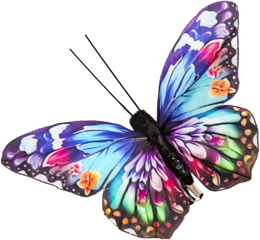 Cartanfill-Decorative 3D Butterfly Clips, 12 Pack, Multicolor Feather Design, Party and Christmas Tree Ornaments
