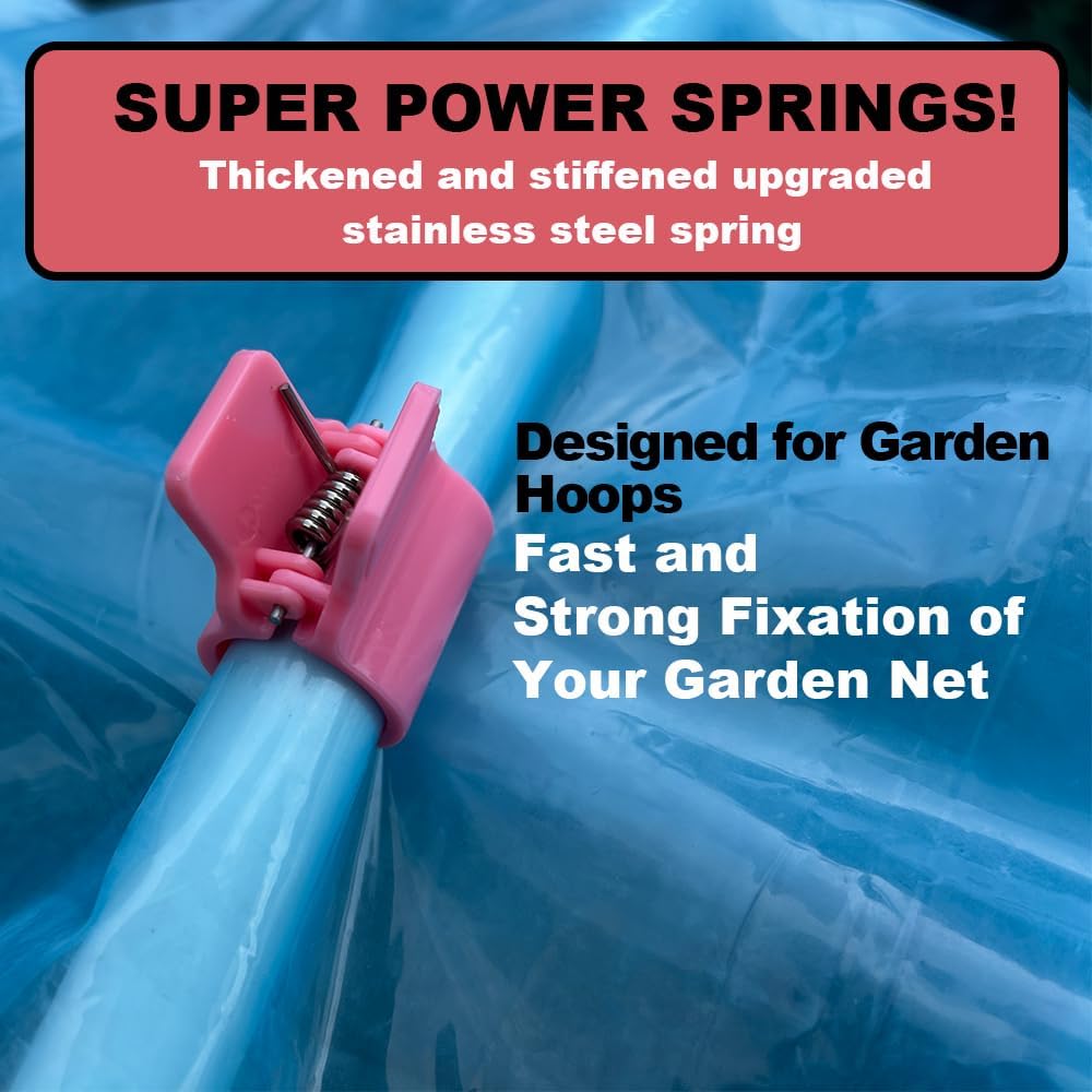 Greenhouse Clamps for 1/2 Inch PVC Pipe, Greenhouse Hoops,Support Frame, Grow Tunnel,Plant Support Garden Stakes. Pink Garden Clips For Fixing Plant Cover, Plastic Sheeting, Film Row Cover, Net.