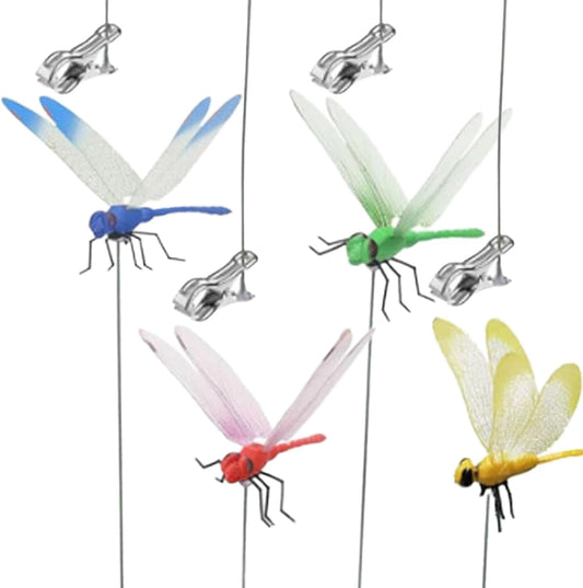 40 Pcs Dragon Fly Clips for Bugs Repellent, 3D Artificial Dragonfly Hat Clip, Dragonfly Garden Decor (40, 4 Colors)