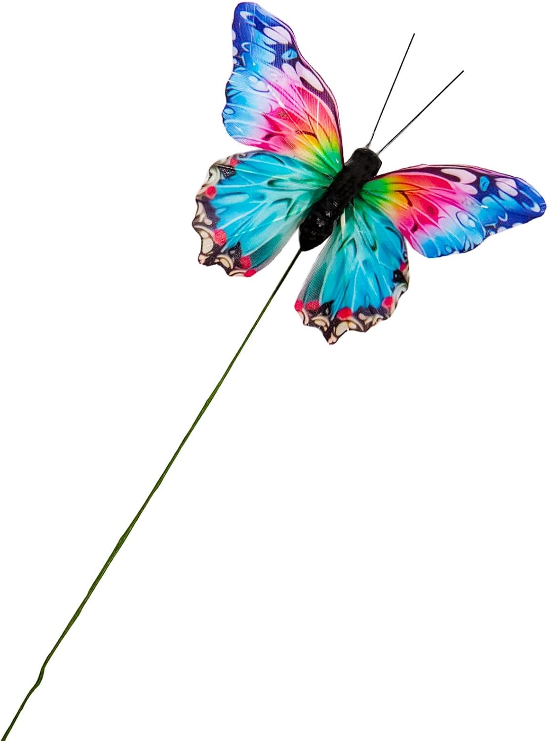 Cartanfill-Decorative 3D Butterfly Ornaments, Multicolor Feather Design, Set of 12 with Wire, Party and Christmas Tree Decor