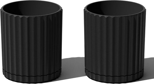 Veradek Demi Series Demi 6" Planter w/Tray - Black, 2 Pack