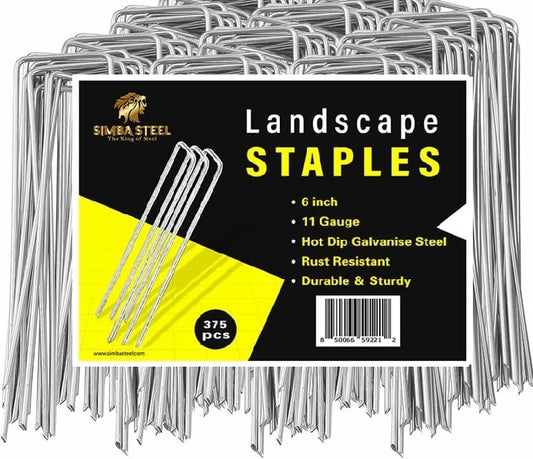 1100 Pack x 6 Inch Landscape Staples Galvanised, Fabric Pins, 11 Gauge, Garden Staples, Tent Stakes, Fabric Pins for Lawn, Fence, Tent, Decoration, Weed Barrier, Outdoor. (1100 x 6in)