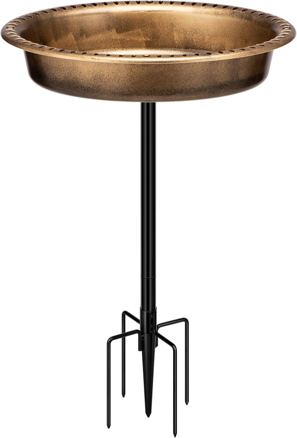 VIVOHOME Oval Polyresin Bird Bath Bowl with Metal Stake, 29 Inch Height Outdoor Freestanding Birdfeeder, Capacity 1.3 Gallons, 5-Pronged Base, Copper