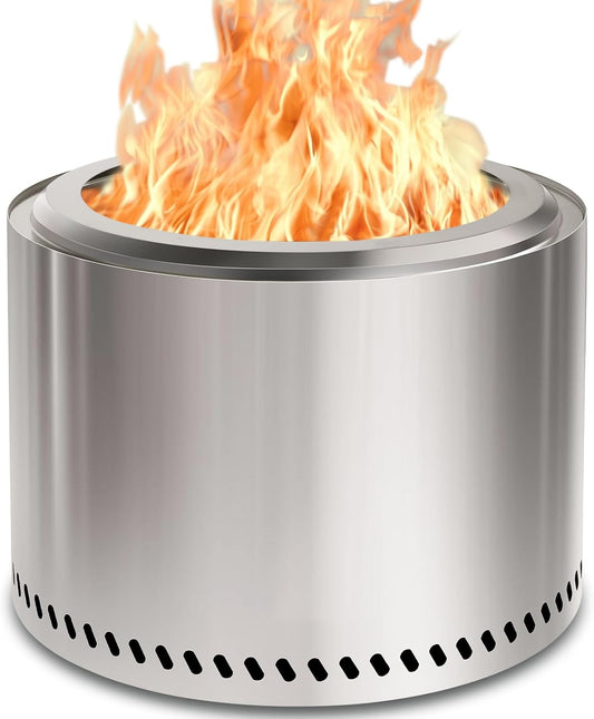 HGD 19.5" Smokeless Fire Pit Outdoor, Stainless Steel Wood Burning Firepit with Secondary Combustion, Backyard Patio Stove for Garden, BBQ & Bonfire