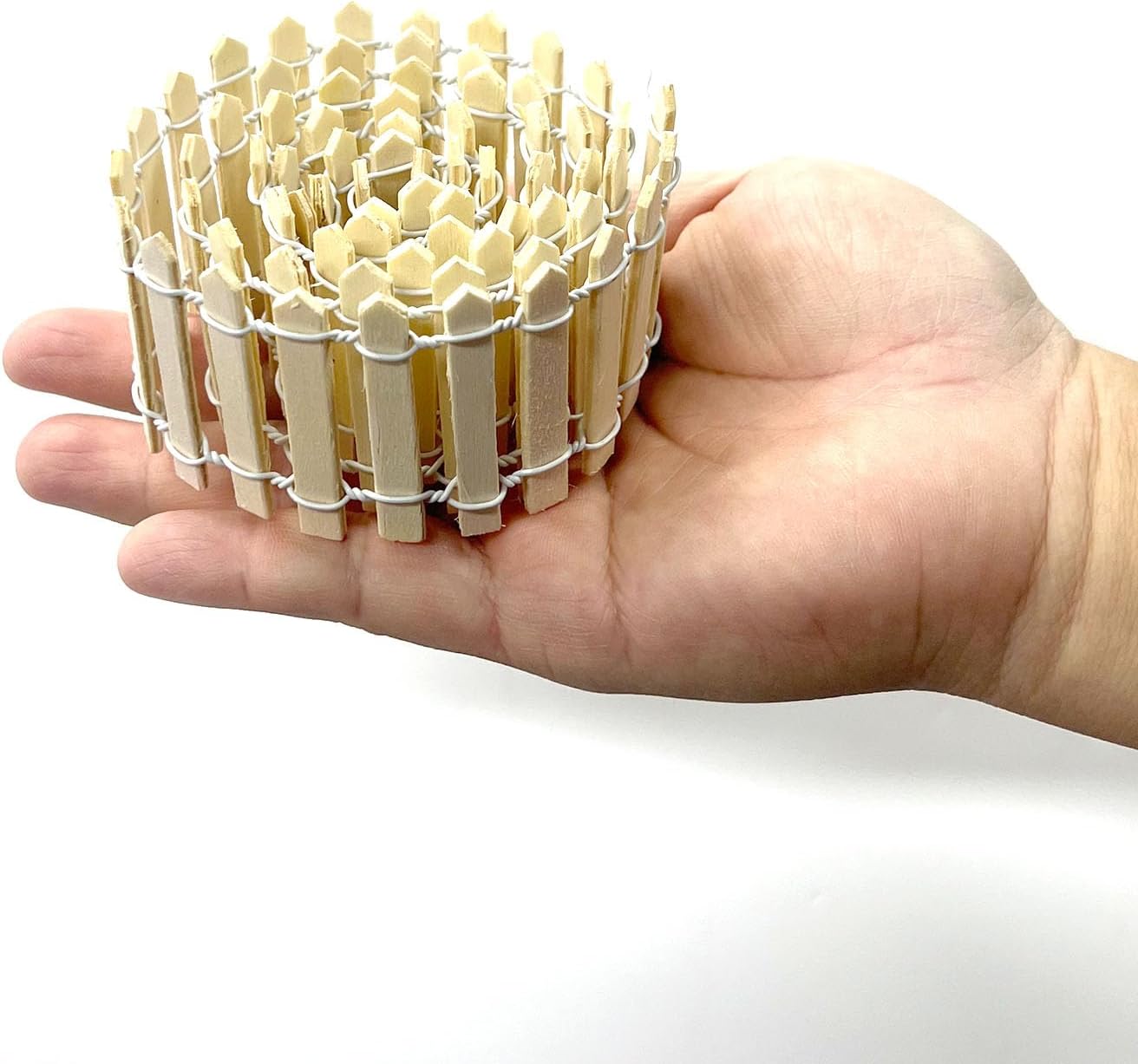 35 Inches Mini Fairy Garden Fence DIY Small Wood Decorative Picket Fence Micro Landscape Miniature Ornaments for Dollhouse, Crafts, Diorama Project, Plant Pot (Nature Wood(2 PCS))