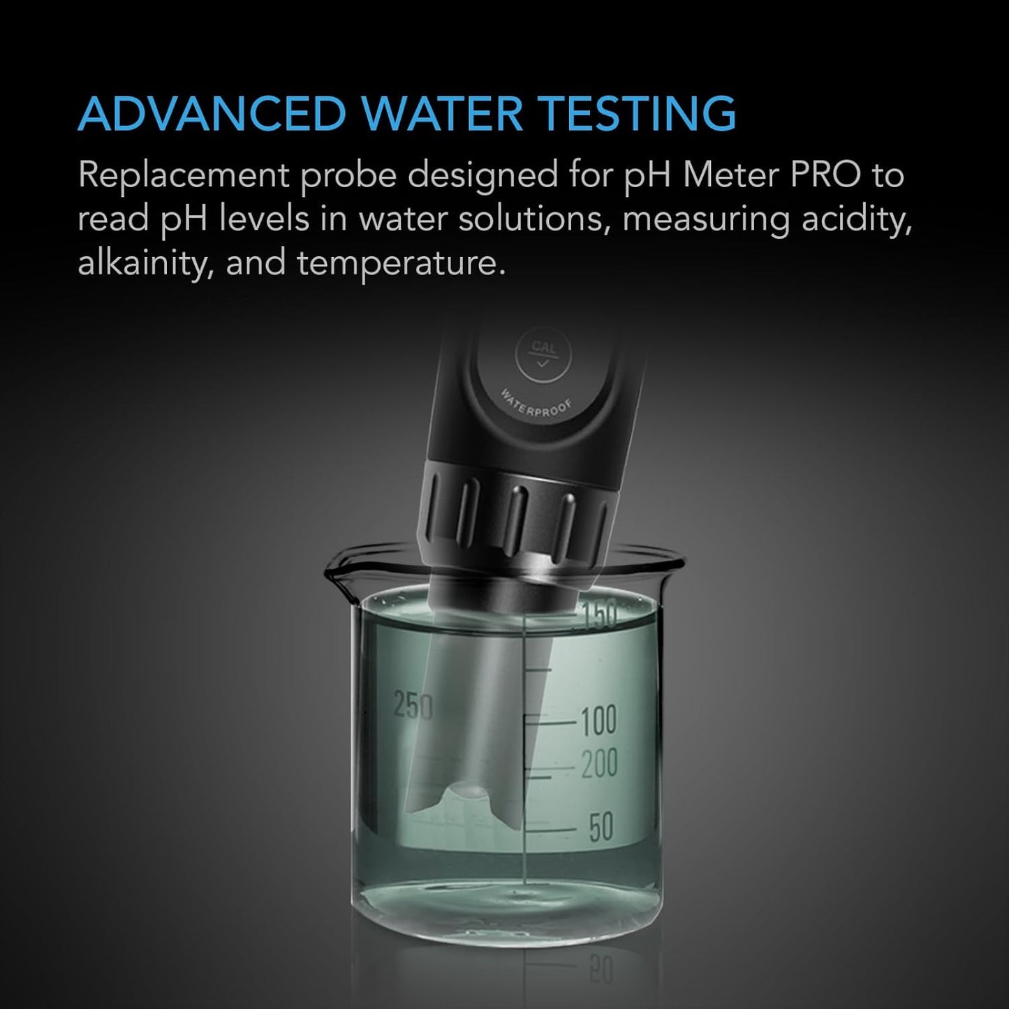 AC Infinity Replacement Probe for pH Meter PRO Kit, Measures Acidity, Alkalinity, and Temperature with ±0.01 pH Accuracy, for Water Hydroponics Plants, Gardening, Aquariums, Swimming Pools