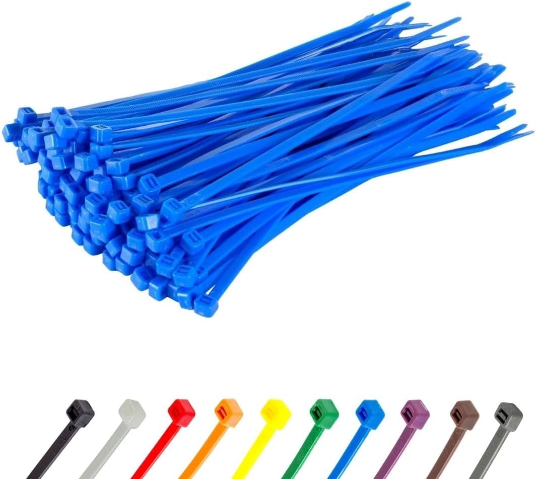 GTSE 8 Inch Blue Zip Ties, 100 Pack, 18lb Strength, UV Resistant Strong Nylon Cable Ties, Self-Locking 8" Tie Wraps