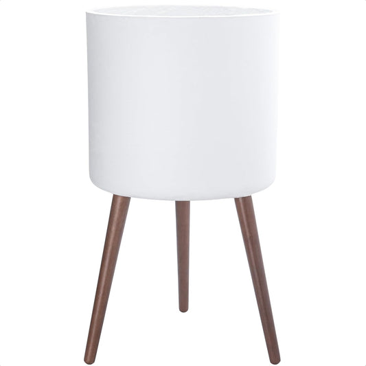 D'vine Dev 16 Inch Planter Pot with Stand, Mid-Century Tall Plant Pot with Legs for Indoor Plants, XX-Large, White, 88-O-E-1