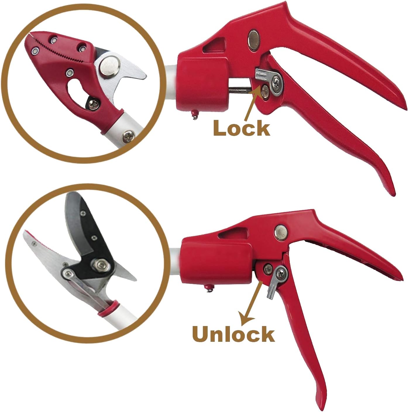 4 Feet Cut and Hold Tree Pruner, Rotation Pole Tree Trimming, Long Reach Fruit Picker, Branches Bypass Lopper