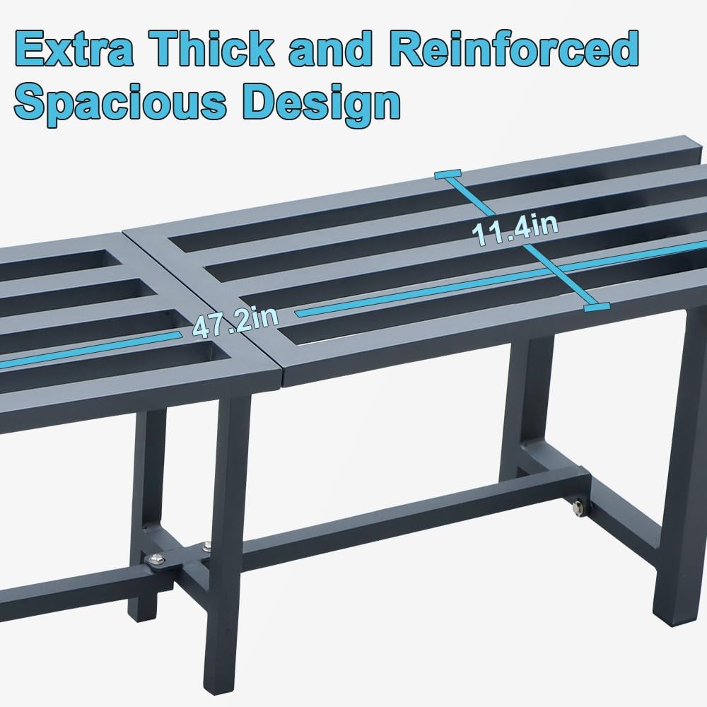 Chic & Robust 300 LBS Capacity Aluminum Plant Stand - Your Indoor & Outdoor Plant Display Solution, Size: L47.2 x W11.4 x H7.9 inch.