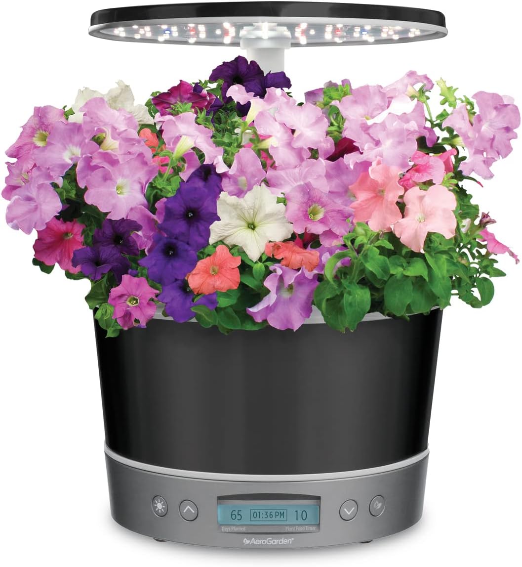 AeroGarden Harvest Elite 360 Indoor Garden Hydroponic System with LED Grow Light and Herb Kit, Holds up to 6 Pods, Platinum