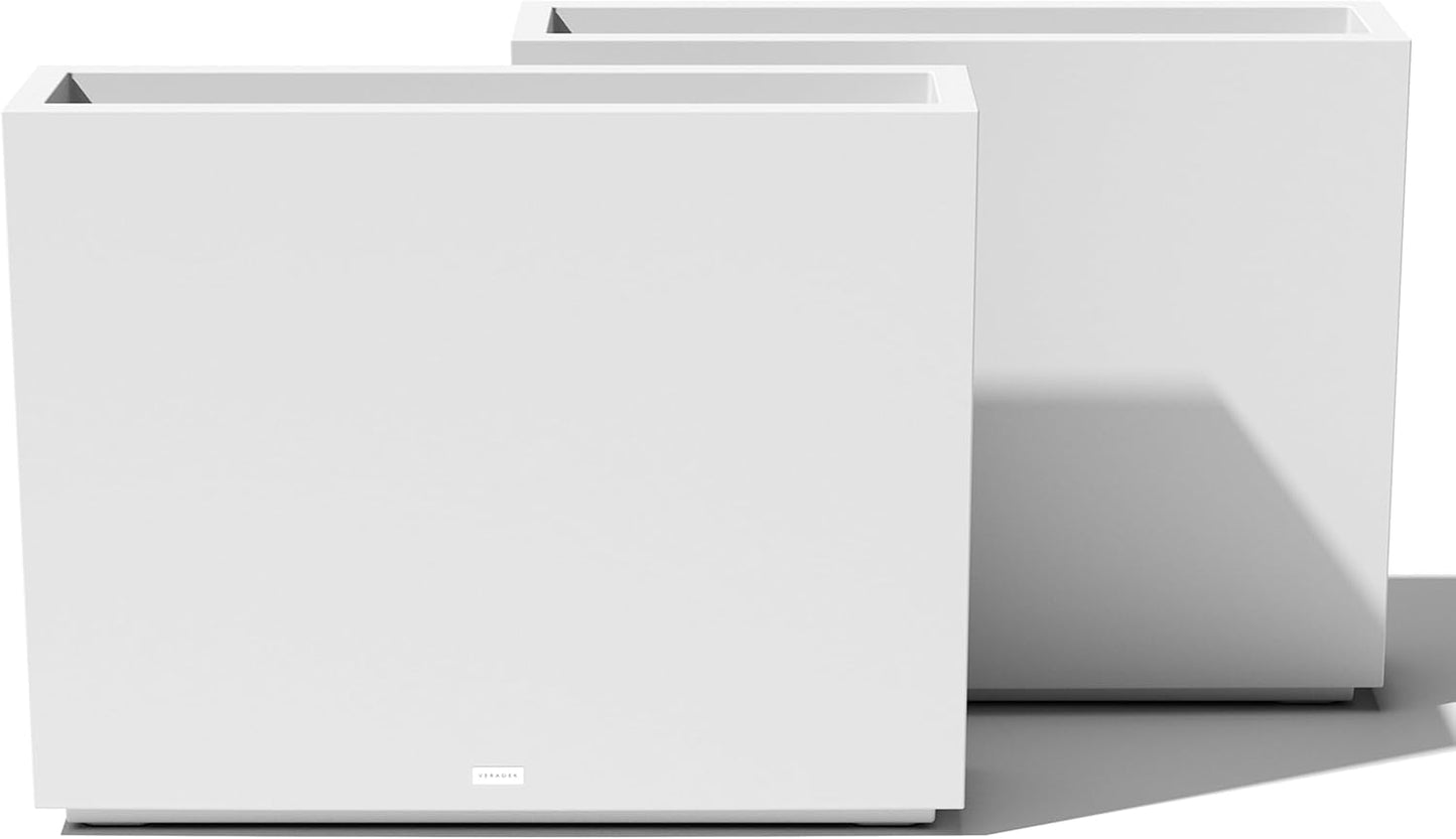 Veradek Block Series Span Plastic Planter - Tall Rectangular Planter for Indoor or Outdoor Patio/Porch | Durable All-Weather with Removable Insert Bucket | Modern Design for Plants, Flowers, Garden