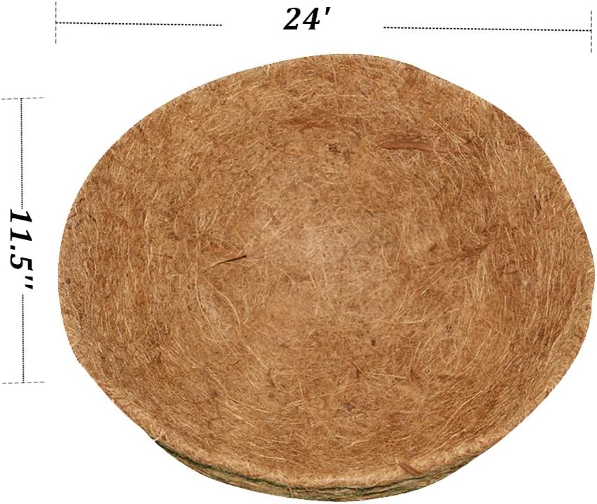 4PCS Coco Liner for Hanging Basket 24 Inch Round 100% Natural Planter Liner Replacement Plant Basket Liners Coco Fiber Liner for Garden Planters Coconut Coir Liner Flower Pot for Hanging Basket