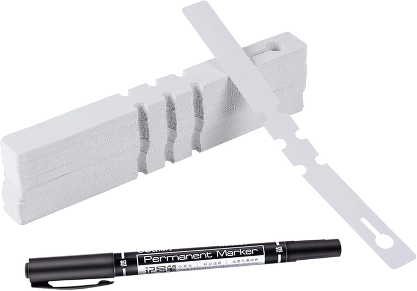 200 Pcs White Plastic Plant Tags with a Marker Pen, Wrap Around Hanging Tree Tags Nursery Garden Labels Waterproof Nursery Garden Stakes, 2x20cm