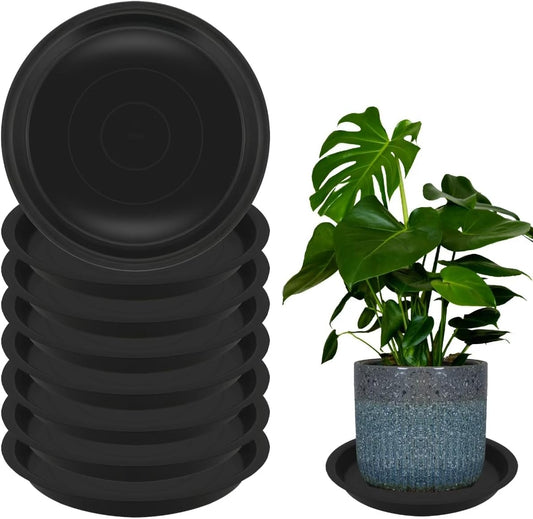 8 Pack 20 Inch Round Plant Saucers for Less 18 Inch Pot Indoors Outdoors Plant Trays for Pots Planter Saucer Plastic Drip Tray Flower Planter Water Tray for Potted Plants (Black, 20"(8pcs))