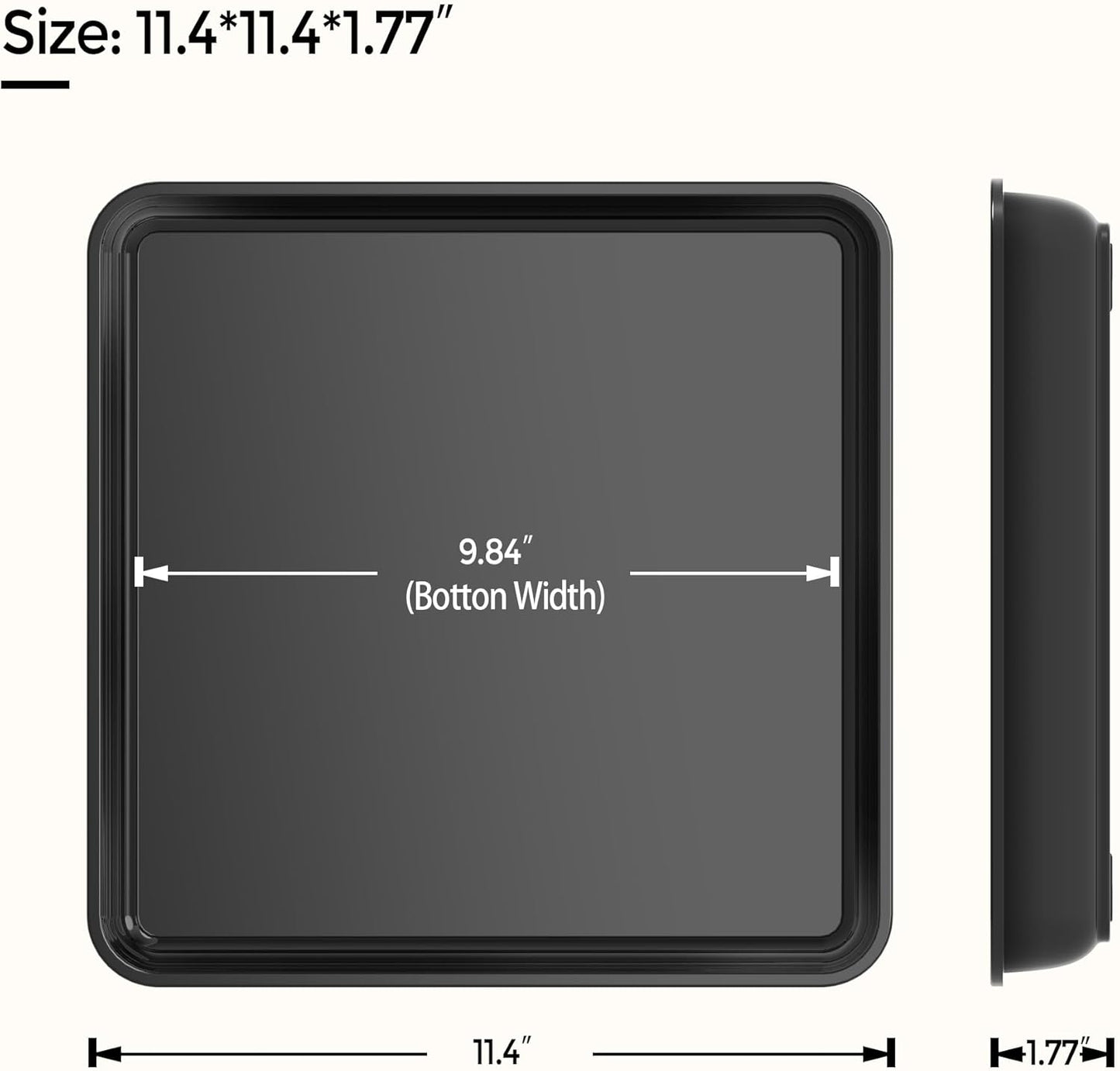 WAYNHUI Squared Plant Saucer 6/8/10/12/14/16/18/20inches Square Plastic Basin Tray Large/Small Water Receiving Tray (Black 12inch 5pack)