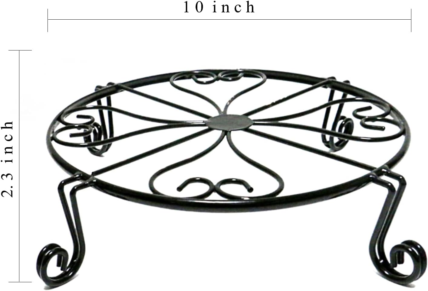 2 pack 10" 12" Rustproof Black Metal Plant Stands Heavy Duty Plants Holder Outdoor Indoor, Round Wrought Iron Sturdy Flower Planter Pot Stand, Corner Gardening Inside Potted Plant Risers