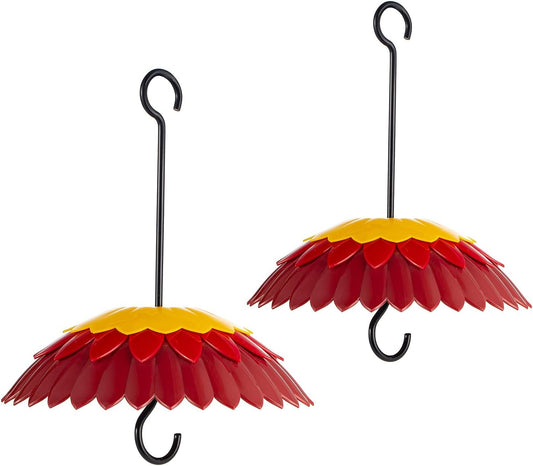 Bird Feeder Rain Guard Cover Dome Skaithee 8" Bird Feeder Baffle for Outside Hummingbird Shade Umbrella with Ant Guard Shepherd Hook, Red Color Attracts Birds & Anti Sun/Rain/Snow (2 Pcs)