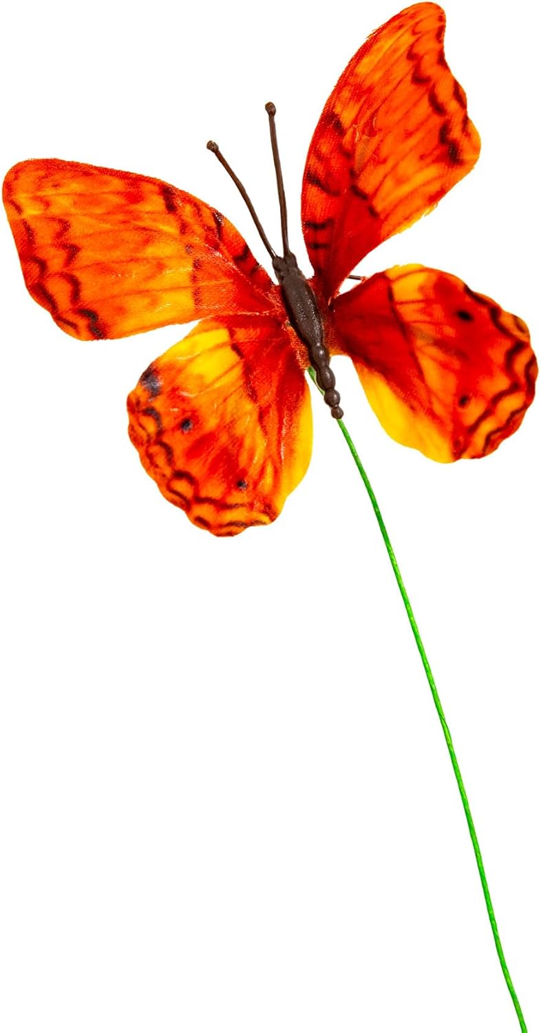 YCHTEWY-Decorative Butterfly Clips, 3D Artificial Silk Butterflies, Multicolor, 12-Pack, Home and Floral Decor (B Wire)