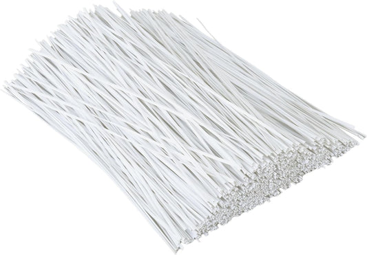 1000 pcs 6 inch White Cable Twist Ties Plastic Twist Ties with Rugged Metal Innercores Reusable Fastening Cable Cord Wire Ties