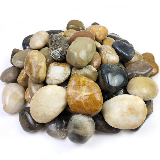 40lbs Large River Rocks for Landscaping, 3-4" Decorative Pebbles for Garden Design, Hand-Picked Smooth Stones for Fish Tank, Flower Pots, Indoor Water Fountains, Pathways, Backyard, Mixed Color