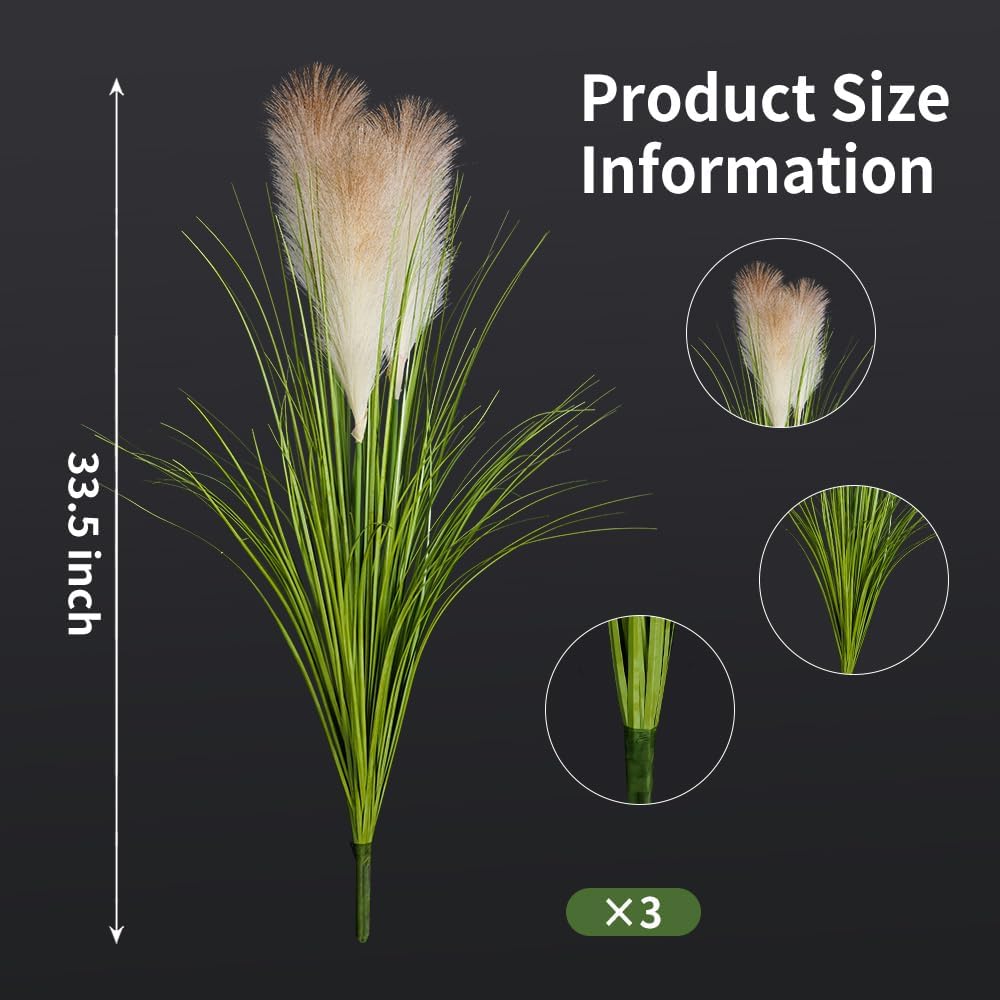 Melorca&Guilla Artificial Plants 4PCS 33.5“Fake Plant Tall Onion Fake Grass,Faux Grass Plants Artificial Greenery Shrubs Bushes for Garden Shop Office Home Décor