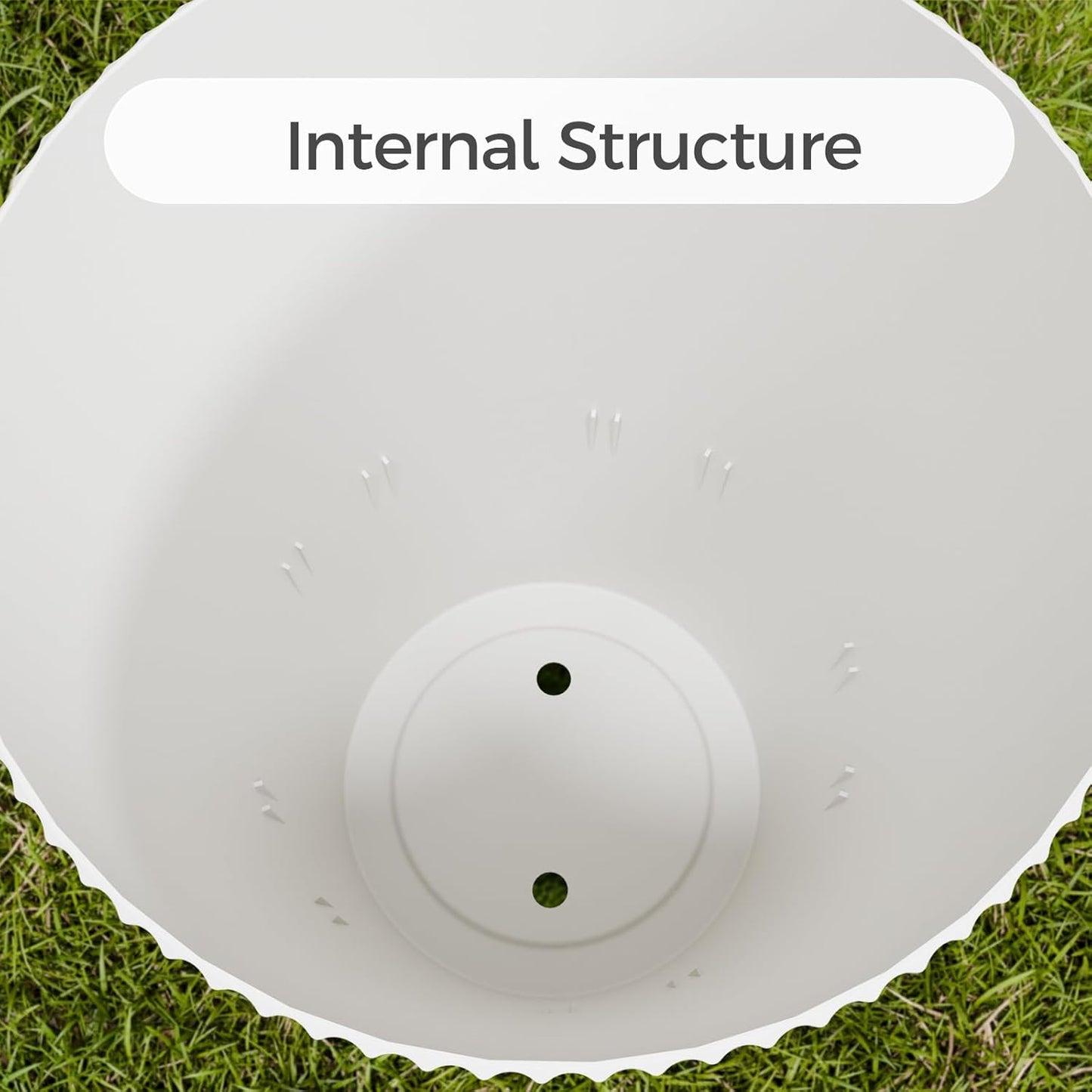 23.6" Tall Outdoor Planters, Set of 2 Large Plastic Flower Pots for Indoor & Outdoor Use, Modern Striped Decorative Garden Planters with Drainage Holes for Patio, Porch, Balcony, White