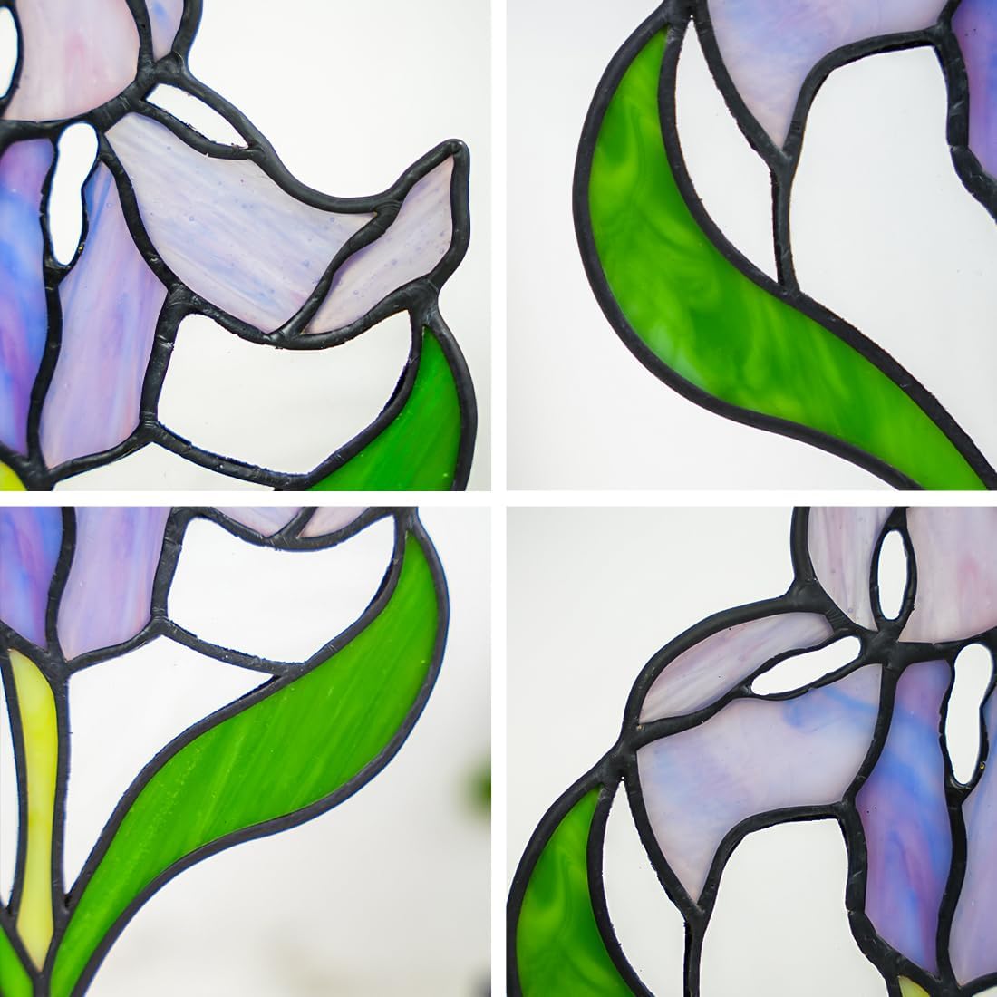 Iris Flower Stained Glass Window Hangings,Iris Flower Gifts for Women,Artificial Flowers Stained Glass Suncatcher for Window, for Mom
